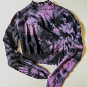Urban Outfitters iet frans Purple and Black Tie-dye Moto Style Crop Sweater